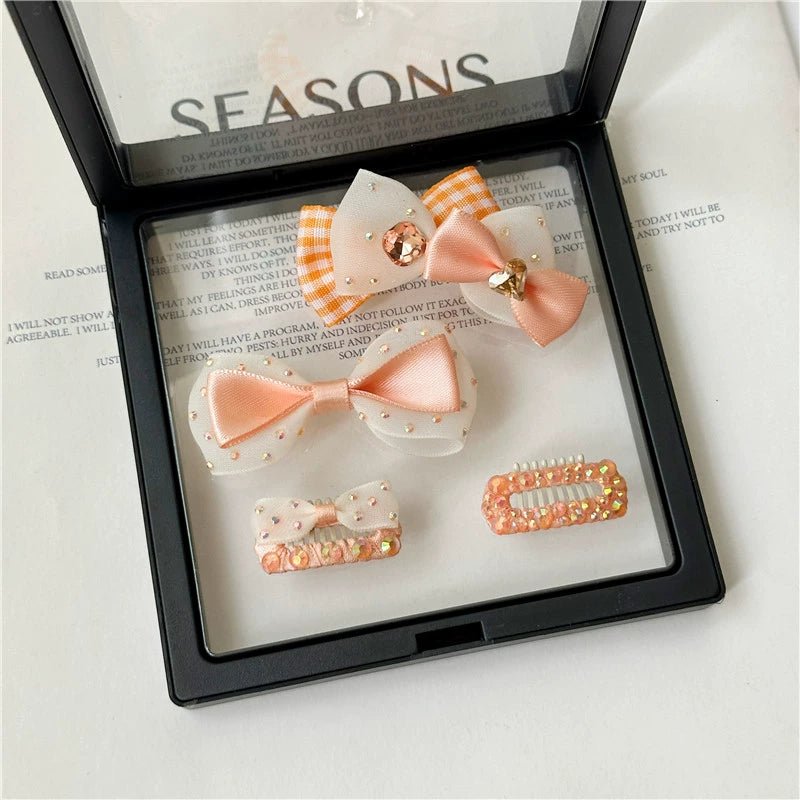 Orange British Countryside Dog Hair Clips - Non-Slip Nose Bridge Barrettes for Maltese, Yorkie, Bichon & Shih Tzu