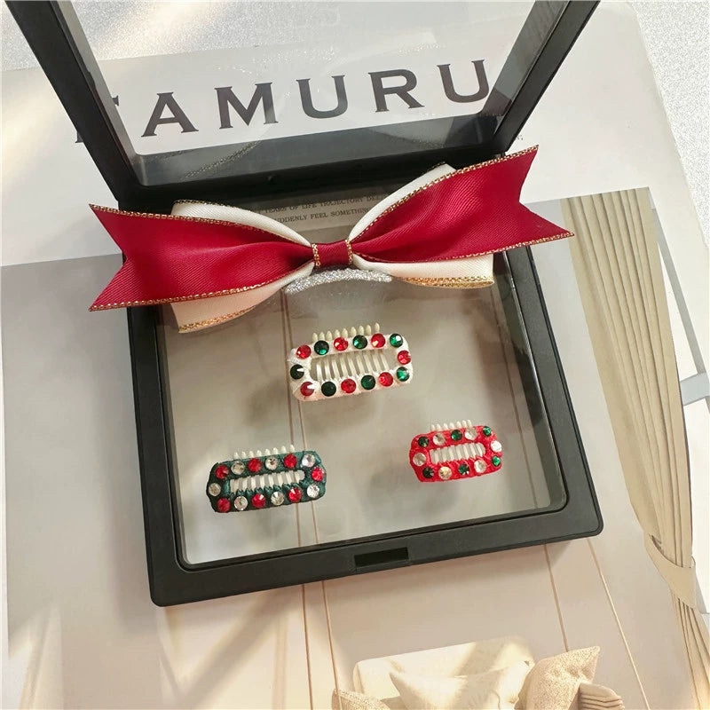 Festive Red Christmas Hair Clips - Premium Pet Accessories for Maltese, Shih Tzu & Yorkshire Terriers