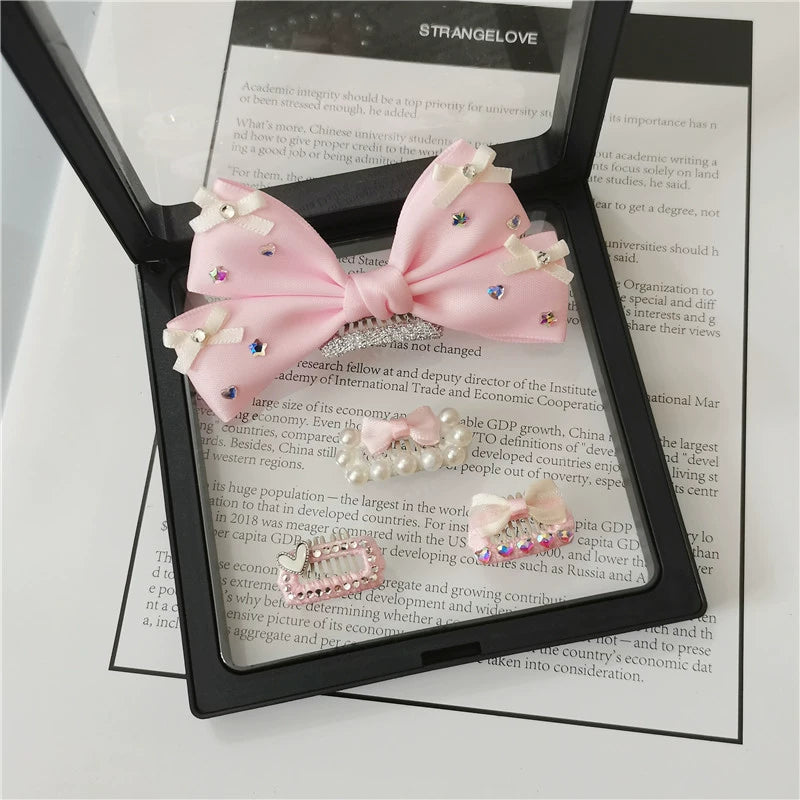 Handmade Pink Bow Dog Hair Clip - Non-Slip Hair Barrettes for Maltese, Yorkshire Terrier, and Shih Tzu