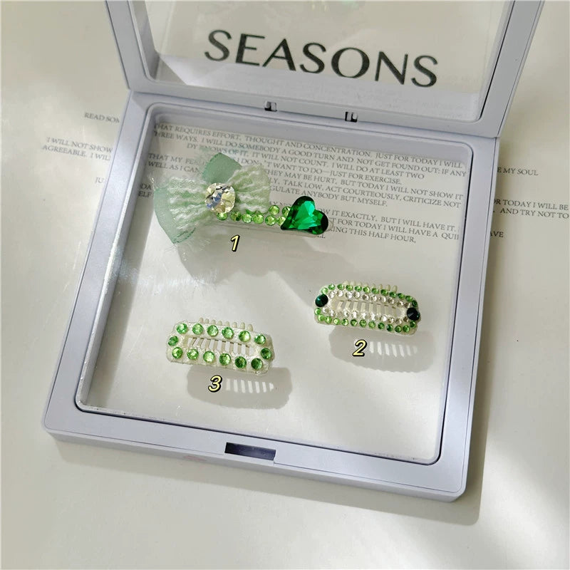 Serene Green Hair Clips for Dogs - Adorable Non-Slip Set for Maltese, Yorkie, and Shih Tzu Puppies