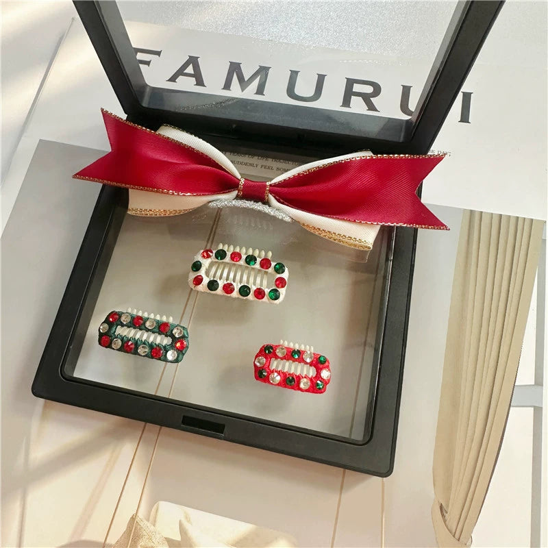 Festive Red Christmas Hair Clips - Premium Pet Accessories for Maltese, Shih Tzu & Yorkshire Terriers