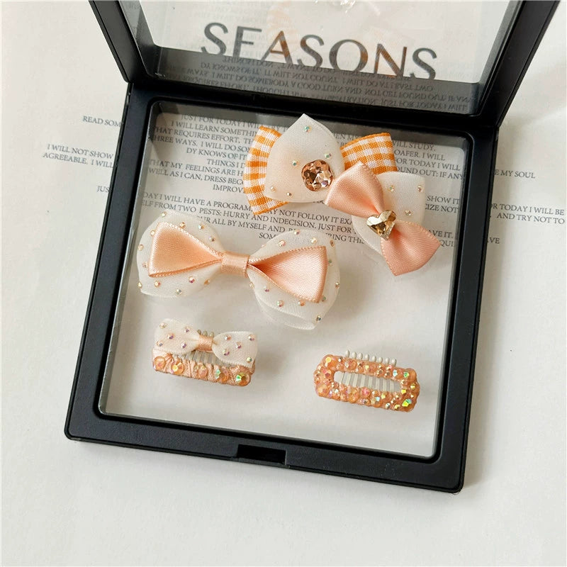 Orange British Countryside Dog Hair Clips - Non-Slip Nose Bridge Barrettes for Maltese, Yorkie, Bichon & Shih Tzu