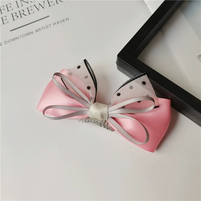 Handmade Mini Pink Bow Dog Hair Clip - Tiny Barrettes for Maltese, Yorkie, Bichon Frise & Toy Poodles