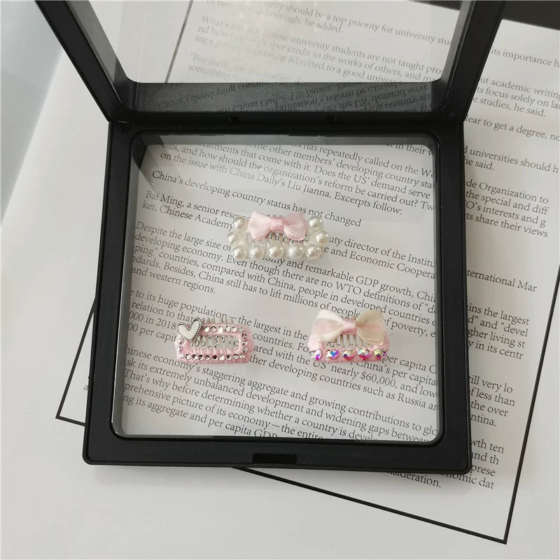 Handmade Pink Bow Dog Hair Clip - Non-Slip Hair Barrettes for Maltese, Yorkshire Terrier, and Shih Tzu