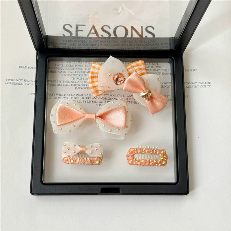 Orange British Countryside Dog Hair Clips - Non-Slip Nose Bridge Barrettes for Maltese, Yorkie, Bichon & Shih Tzu