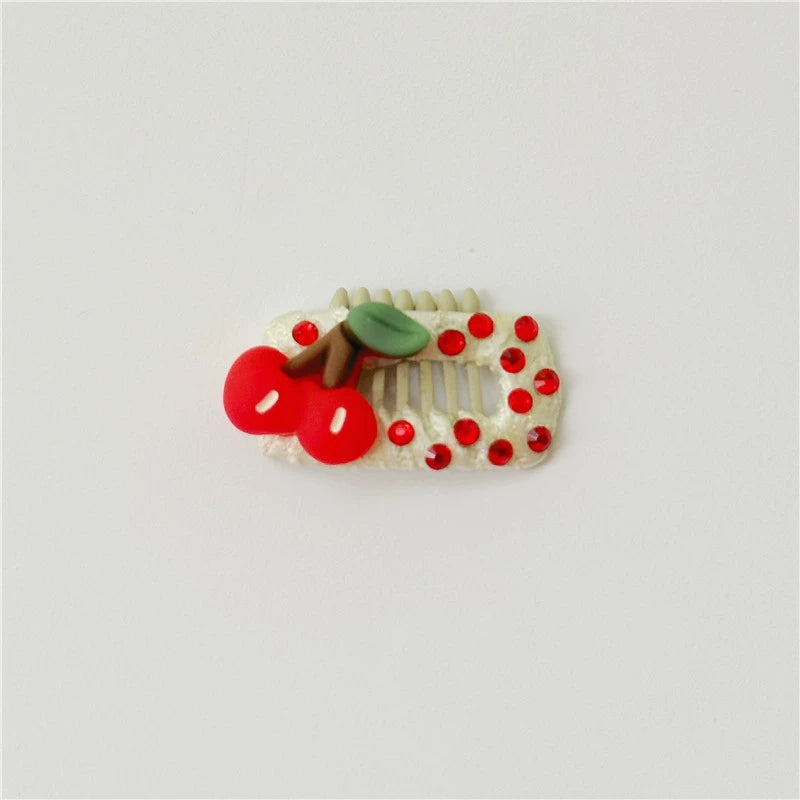 Red Cherry & Strawberry Dog Hair Clips - Non-Slip Nose Bridge Barrettes for Maltese, Shih Tzu, and Yorkshire Terriers