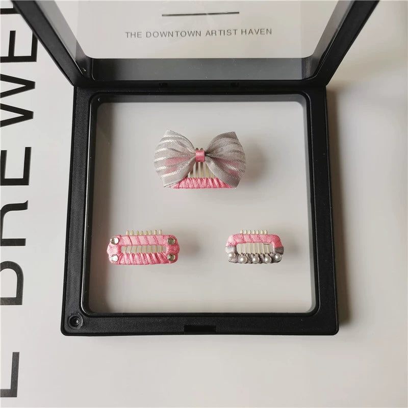 Handmade Mini Pink Bow Dog Hair Clip - Tiny Barrettes for Maltese, Yorkie, Bichon Frise & Toy Poodles