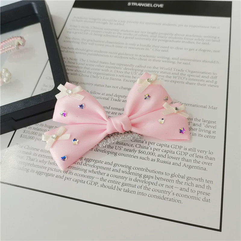 Handmade Pink Bow Dog Hair Clip - Non-Slip Hair Barrettes for Maltese, Yorkshire Terrier, and Shih Tzu