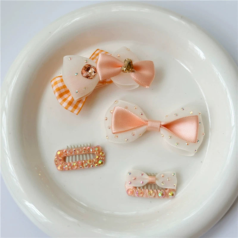 Orange British Countryside Dog Hair Clips - Non-Slip Nose Bridge Barrettes for Maltese, Yorkie, Bichon & Shih Tzu