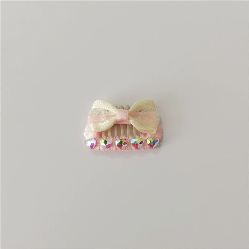 Handmade Pink Bow Dog Hair Clip - Non-Slip Hair Barrettes for Maltese, Yorkshire Terrier, and Shih Tzu