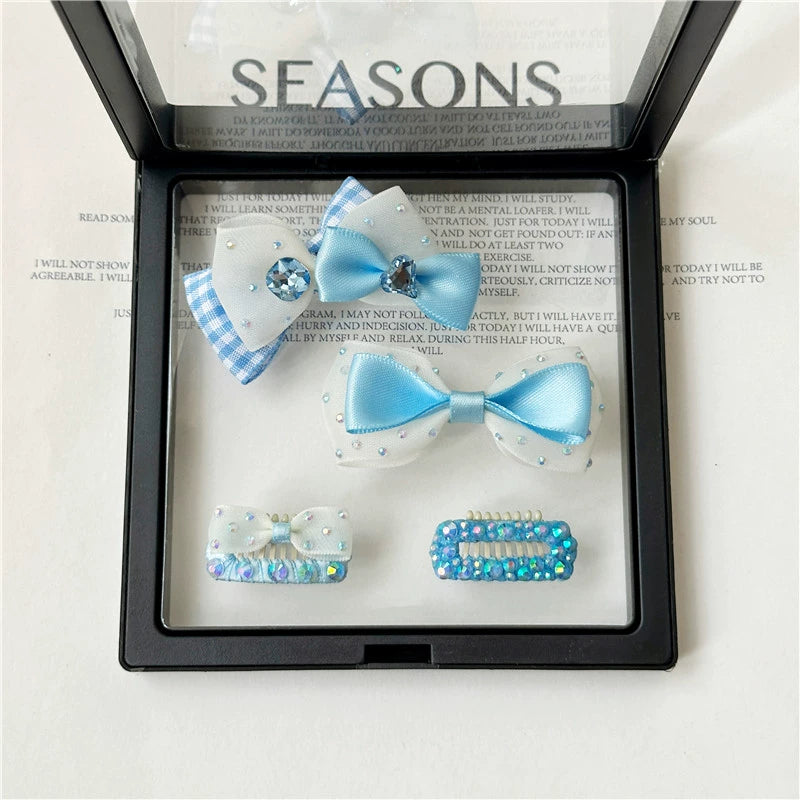 Blue Princess Dog Hair Clips - Non-Slip Nose Bridge Barrettes for Yorkie, Maltese and Small Breed Puppies